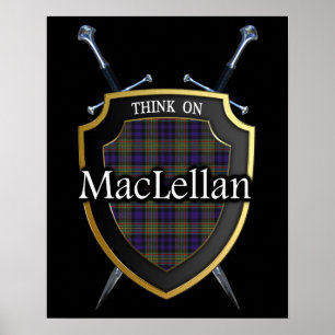 Póster Clan MacLellan Tartan Scottish Shield & Swords