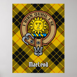 Póster Clan MacLeod de Lewis Escudo sobre Tartán
