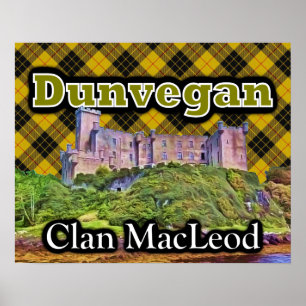Póster Clan MacLeod Dunvegan Castle Tartan Sky