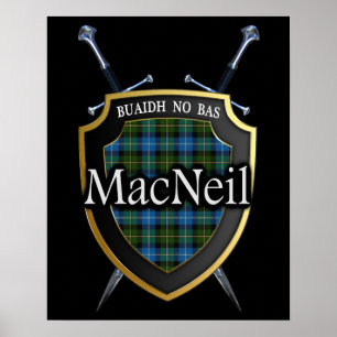 Póster Clan MacNeil Tartan Scottish Shield & Swords
