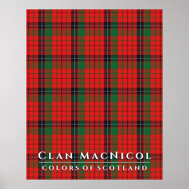 Póster Clan MacNicol Colores de Escocia Red Tartán Poster (Frente)