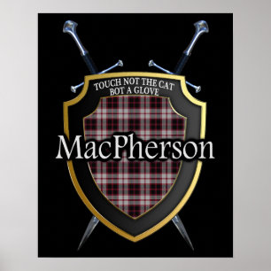Póster Clan MacPherson Tartan Scottish Shield & Swords