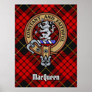 Póster Clan MacQueen Crest sobre Tartán