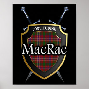 Póster Clan MacRae Tartan Scottish Shield & Swords