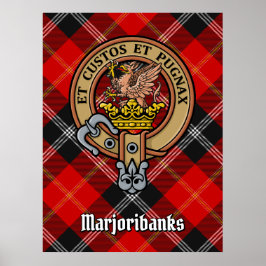 Póster Clan Marjoribanks Escudo sobre Tartán