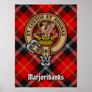 Póster Clan Marjoribanks Escudo sobre Tartán