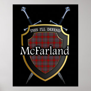 Póster Clan McFarland Tartan Scottish Shield & Swords