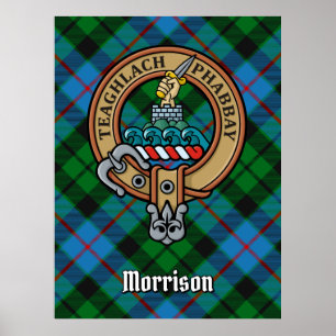 Póster Clan Morrison Escudo sobre la caza de tartán