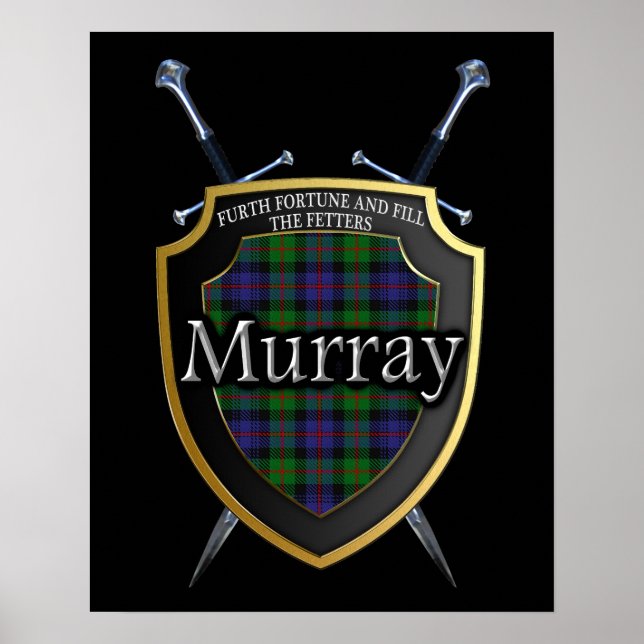 Póster Clan Murray Tartan Shield & Swords Print (Frente)