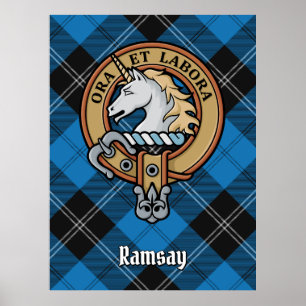 Póster Clan Ramsay Escudo por la caza azul Tartán