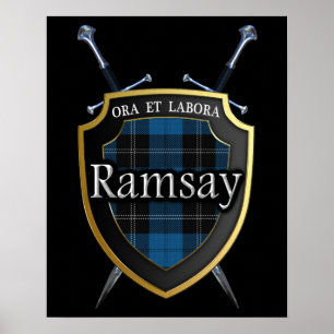 Póster Clan Ramsay Tartan Scottish Shield & Swords