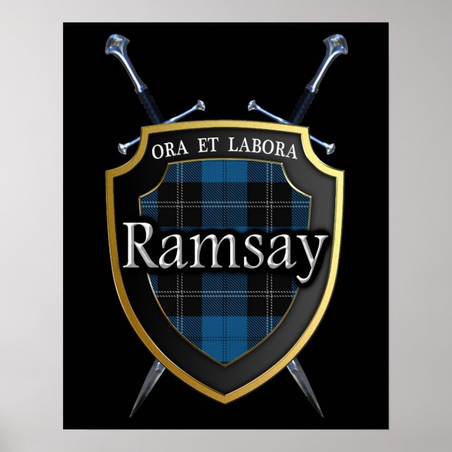Póster Clan Ramsay Tartan Scottish Shield & Swords (Frente)