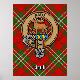 Póster Clan Scott Escudo sobre Red Tartán