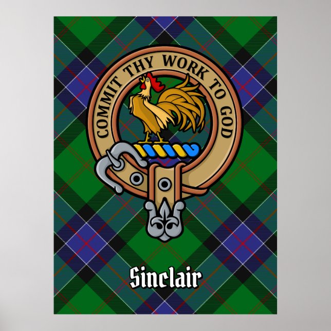 Póster Clan Sinclair Escudo sobre la caza de tartán (Frente)