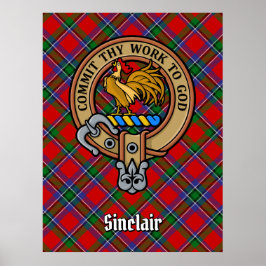 Póster Clan Sinclair Escudo sobre Tartán