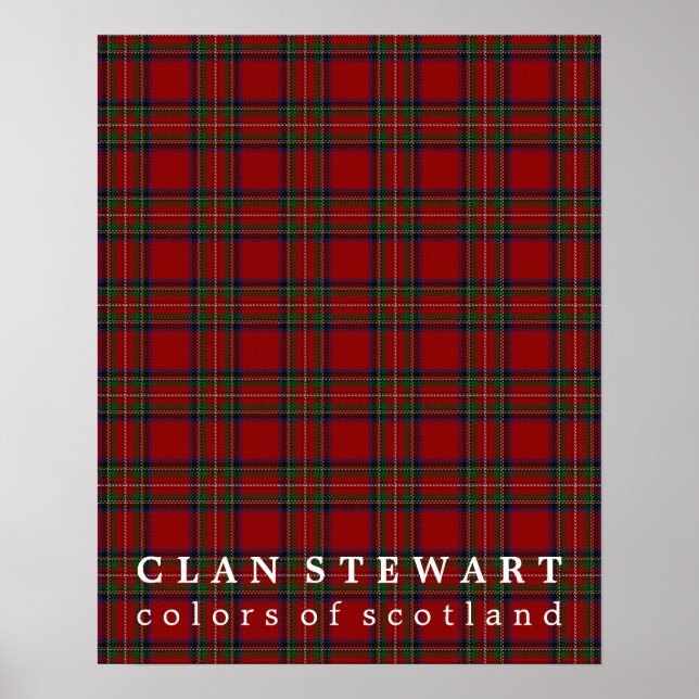 Póster Clan Stewart Colors de Escocia Tartán (Frente)