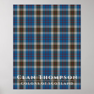 Póster Clan Thompson Colores de Escocia Blue Gray Tartán