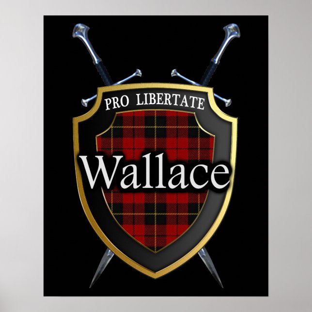 Póster Clan Wallace Tartan Scottish Shield & Swords (Frente)
