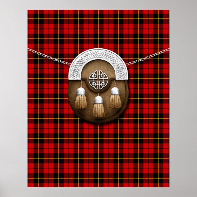 Póster Clan Wallace Tartan Y Sporran (Frente)