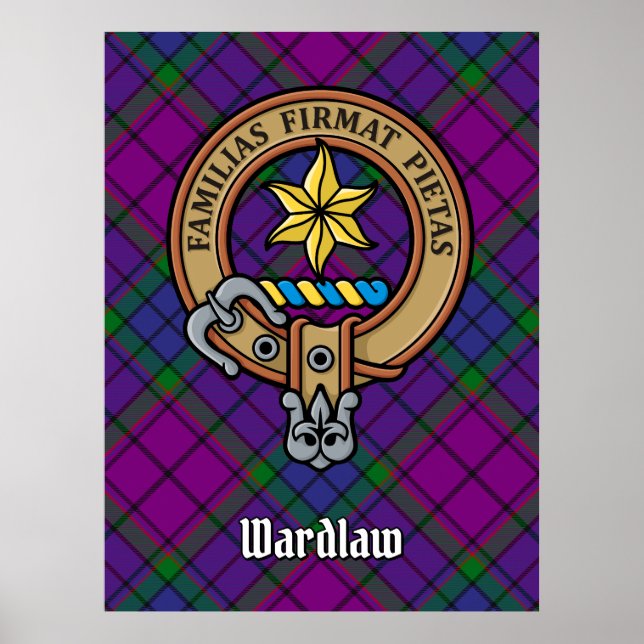 Póster Clan Wardlaw Escudo sobre Tartán (Frente)