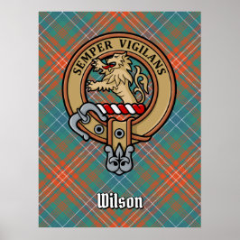 Póster Clan Wilson Escudo sobre el antiguo Tartán