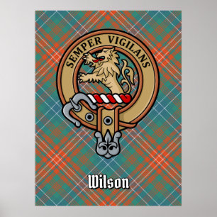 Póster Clan Wilson Escudo sobre el antiguo Tartán