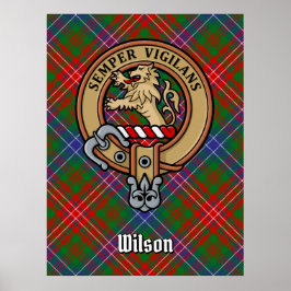Póster Clan Wilson Escudo sobre Tartán Moderno