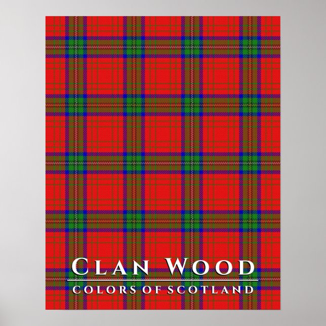 Póster Clan Wood Colors of Scotland Red Tartan (Frente)