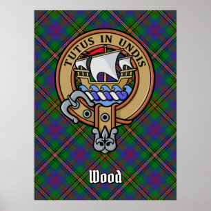 Póster Clan Wood Escudo sobre Tartán