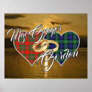 Póster Clans Boda Ring Tartan Hearts