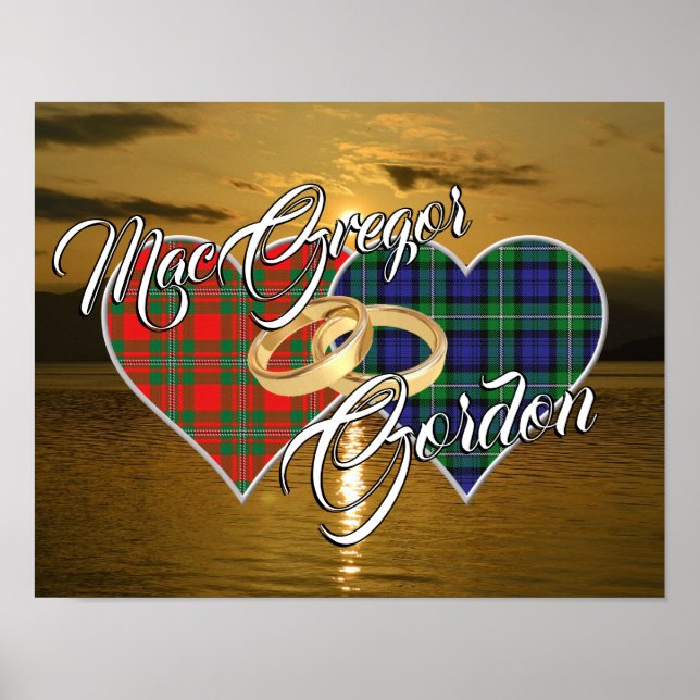 Póster Clans Boda Ring Tartan Hearts (Frente)