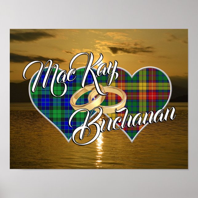 Póster Clans Boda Ring Tartan Hearts (Frente)