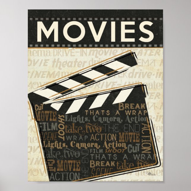 Póster Clapper de película vintage (Frente)