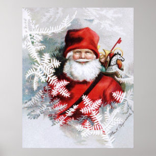 Póster Clapsaddle: Papá Noel con los juguetes y las