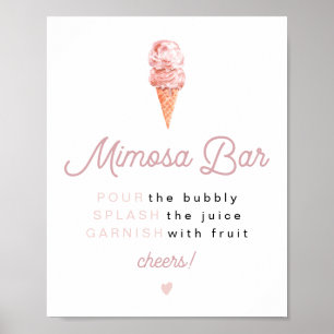 Póster CLARA Retro Helado Bridal Shower Mimosa Bar  Po