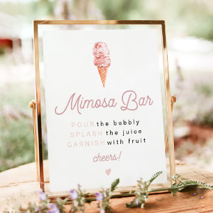 Póster CLARA Retro Helado Bridal Shower Mimosa Bar  Po