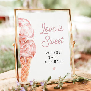 Póster CLARA Retro Helado El Amor es Dulce Toma un Regalo