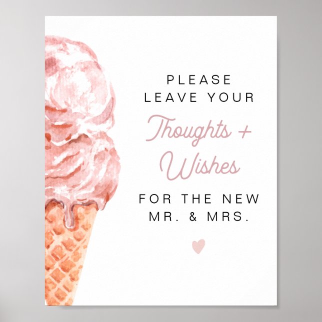 Póster CLARA Retro Ice Cream Consejos y deseos recién cas (Frente)