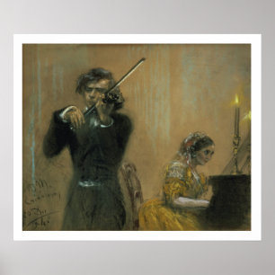 Póster Clara Schumann (1819-96) y un violinista, 1854 (PA