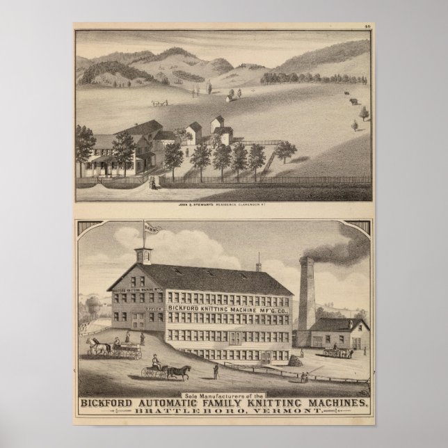 Póster Clarendon Bickford Knitting Machine (Frente)