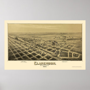 Póster Clarendon, TX Panoramic Map - 1890