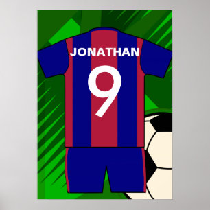 Póster Clarete de encargo y jersey de fútbol azul del