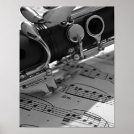 Póster Clarinet con música de hojas