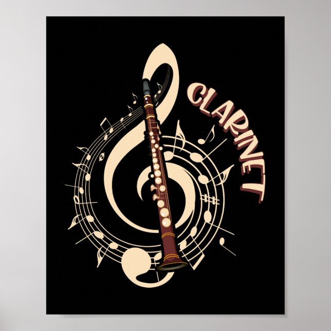 Póster Clarinet Musical Instrument Music Lovers (Frente)