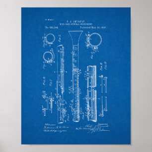 Póster Clarinet Patent - Blueprint