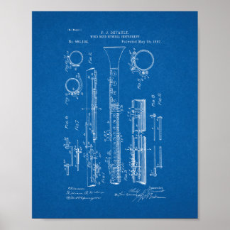 Póster Clarinet Patent - Blueprint