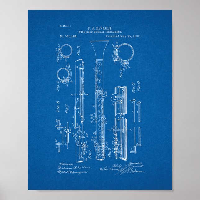 Póster Clarinet Patent - Blueprint (Frente)