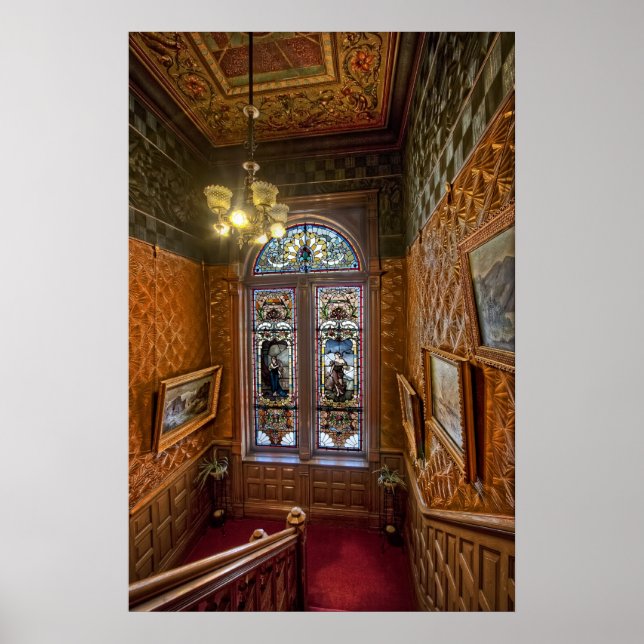 Póster Clark Mansion StainGlass Stairway - MONTANA (Frente)