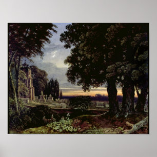 Póster Claro de luna, pensamientos en un cementerio
