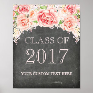 Póster Clase 2017 Placa de color de agua rosada de gran t